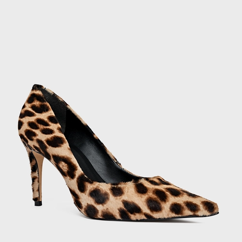 Scarpin Beatriz Salto Fino Pelo Animal Print Expresso