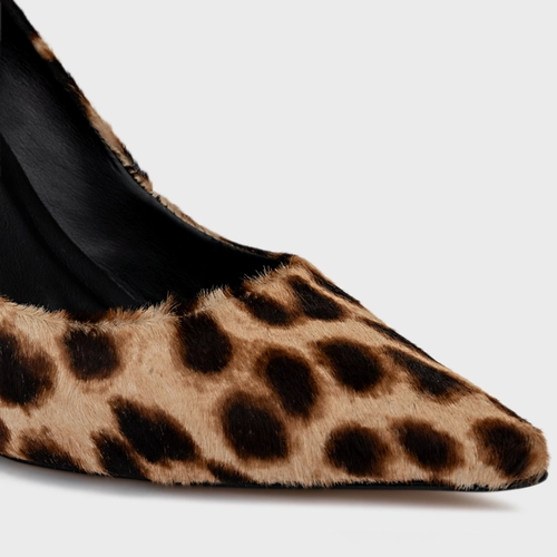 Scarpin Beatriz Salto Fino Pelo Animal Print Expresso
