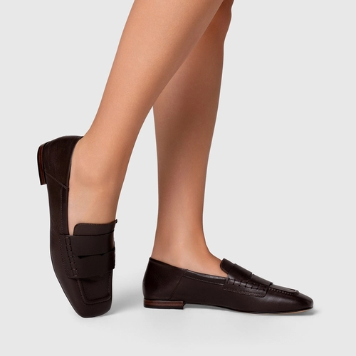 Loafer Slipper Couro Marrom Coconut