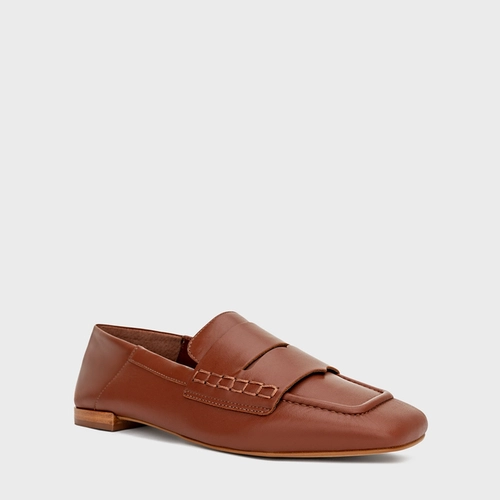 Loafer Slipper Couro Marrom Nutshell Brown