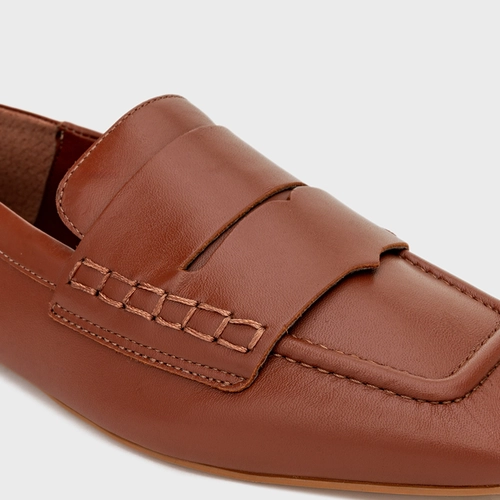 Loafer Slipper Couro Marrom Nutshell Brown