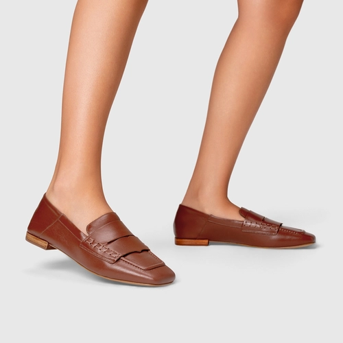 Loafer Slipper Couro Marrom Nutshell Brown