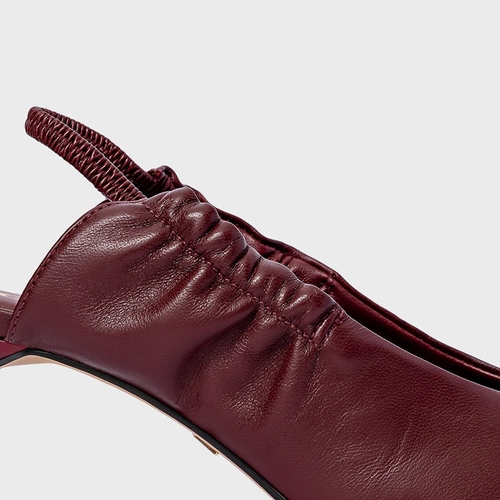 Scarpin Slingback Drape Salto Fino Couro Vinho Mahogany