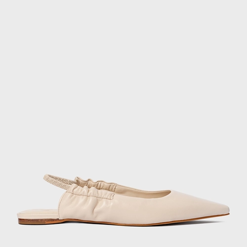 Sapatilha Slingback Drape Couro Off White Cotton