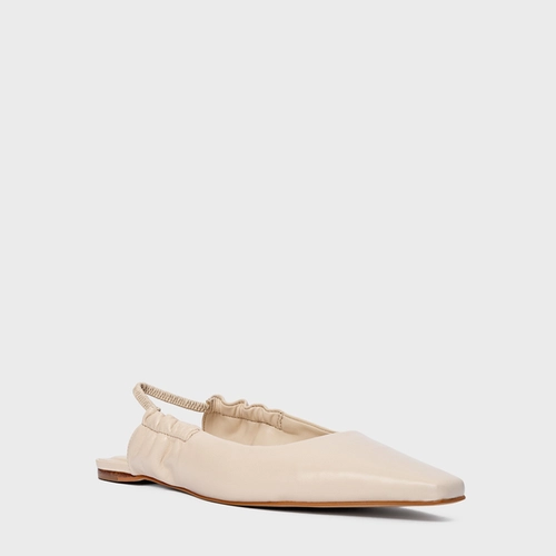 Sapatilha Slingback Drape Couro Off White Cotton