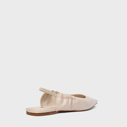 Sapatilha Slingback Drape Couro Off White Cotton