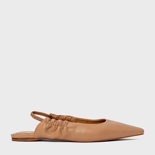 Sapatilha Slingback Drape Couro Bege Cookie