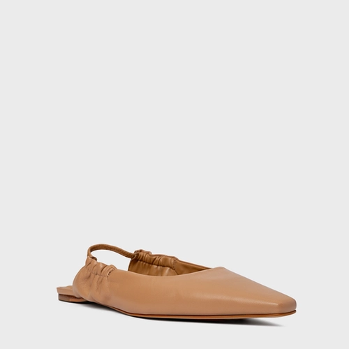 Sapatilha Slingback Drape Couro Bege Cookie