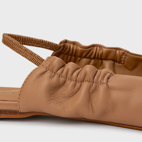Sapatilha Slingback Drape Couro Bege Cookie