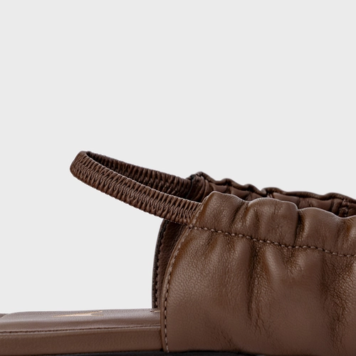 Sapatilha Slingback Drape Couro Marrom Brownie