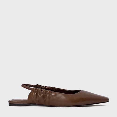 Sapatilha Slingback Drape Couro Marrom Brownie
