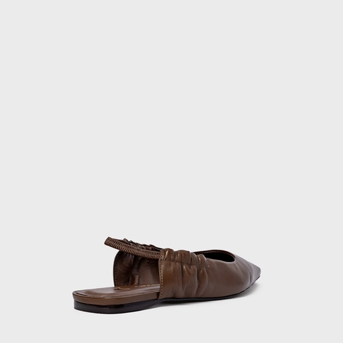 Sapatilha Slingback Drape Couro Marrom Brownie