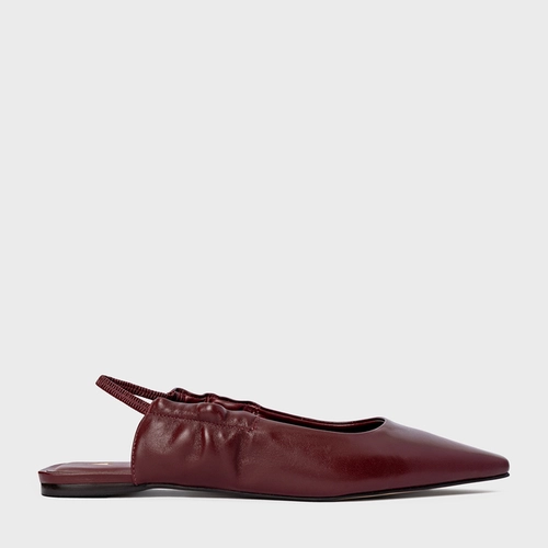Sapatilha Slingback Drape Couro Vinho Mahogany