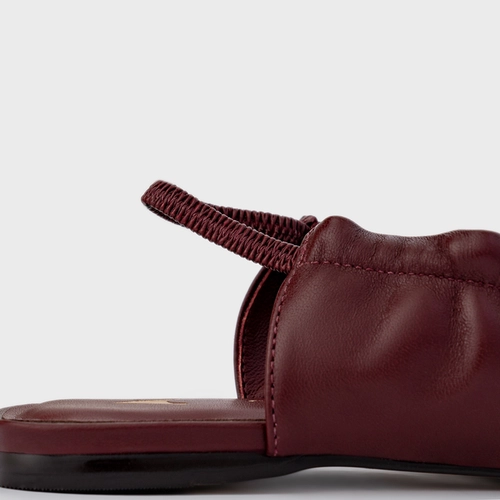 Sapatilha Slingback Drape Couro Vinho Mahogany