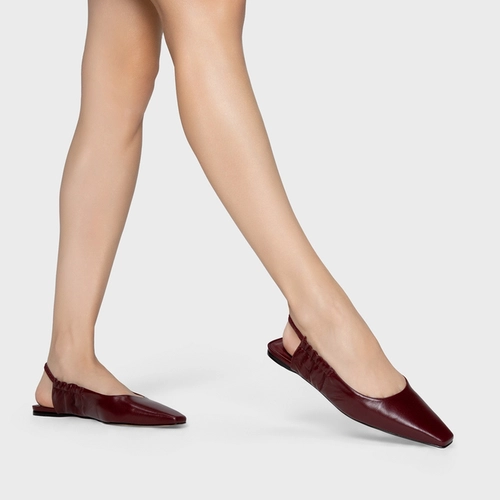 Sapatilha Slingback Drape Couro Vinho Mahogany