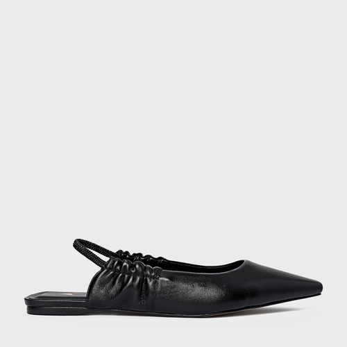 Sapatilha Slingback Drape Couro Preto