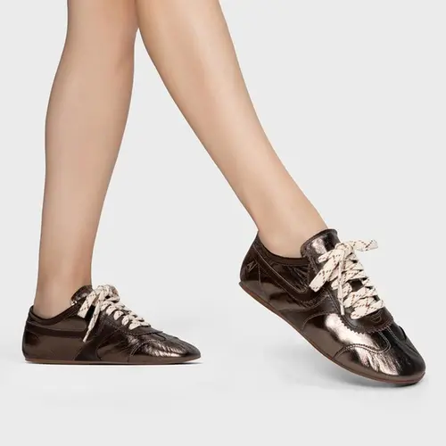 Tênis Low Couro Metalizado Prata Old