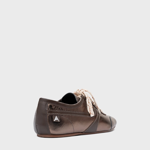 Tênis Low Couro Metalizado Prata Old