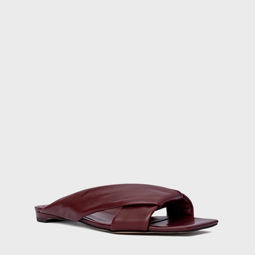 Flat Tiras Puffy Couro Vinho Mahogany