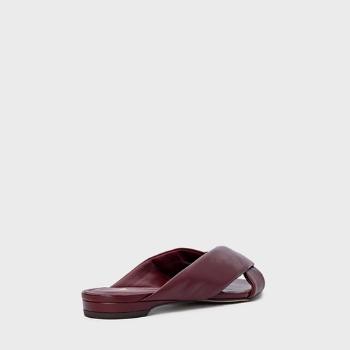 Flat Tiras Puffy Couro Vinho Mahogany