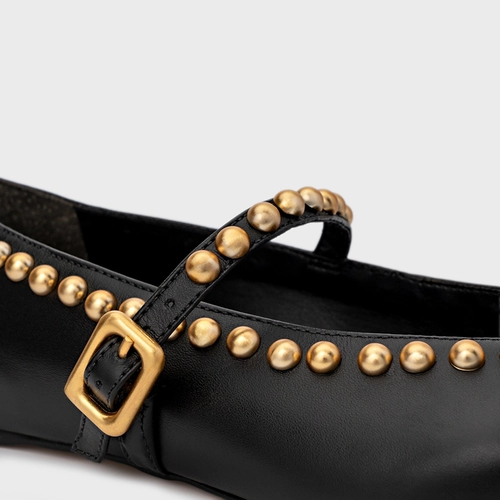 Sapatilha Contour Studs Couro Preto