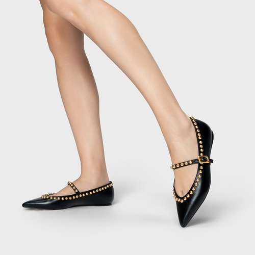 Sapatilha Contour Studs Couro Preto