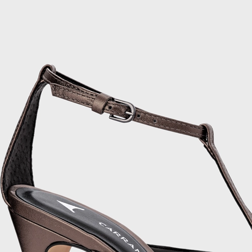 Scarpin Slingback Front Bico Alongado Salto Fino Couro Metalizado Prata Old