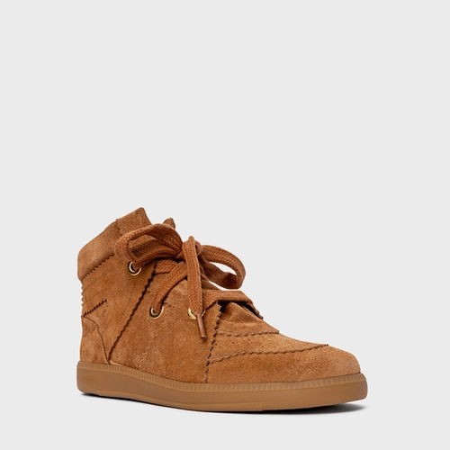 Tênis Bold Cano Alto Couro Suede Marrom Saddle