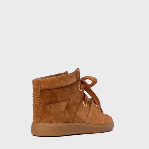 Tênis Bold Cano Alto Couro Suede Marrom Saddle