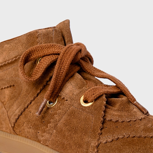 Tênis Bold Cano Alto Couro Suede Marrom Saddle