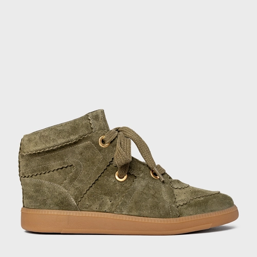 Tênis Bold Cano Alto Couro Suede Verde Army Green