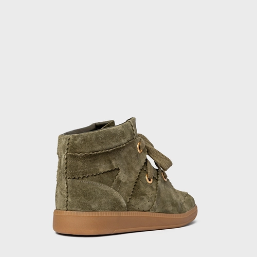 Tênis Bold Cano Alto Couro Suede Verde Army Green
