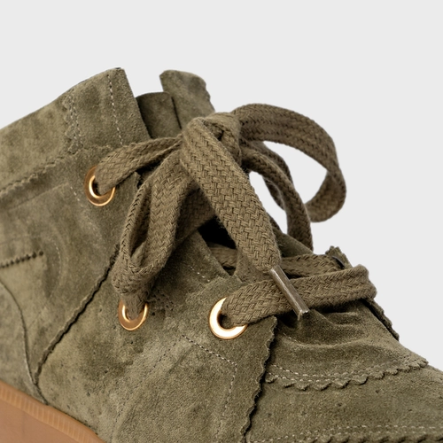 Tênis Bold Cano Alto Couro Suede Verde Army Green