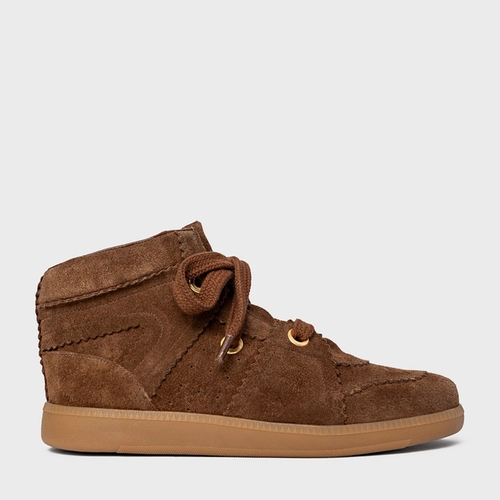 Tênis Bold Cano Alto Couro Suede Marrom Brownie