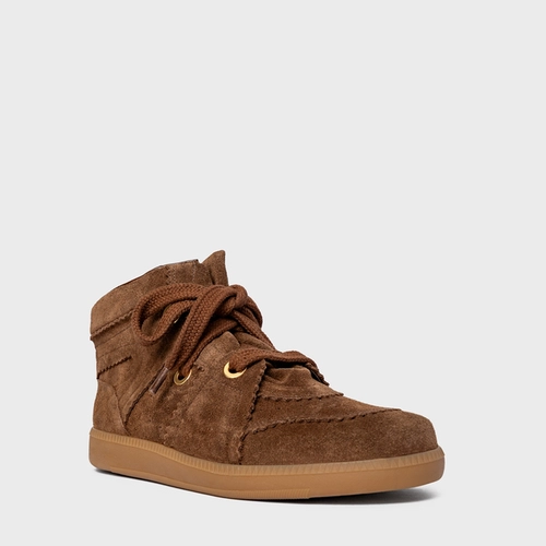 Tênis Bold Cano Alto Couro Suede Marrom Brownie