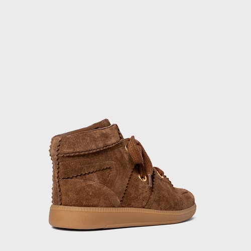 Tênis Bold Cano Alto Couro Suede Marrom Brownie