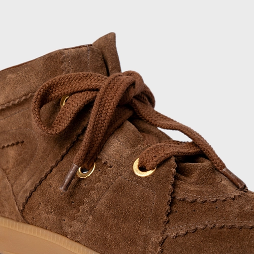 Tênis Bold Cano Alto Couro Suede Marrom Brownie