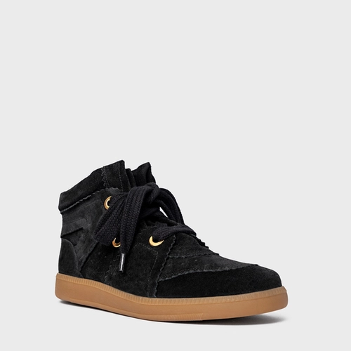 Tênis Bold Cano Alto Couro Suede Preto