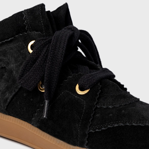 Tênis Bold Cano Alto Couro Suede Preto