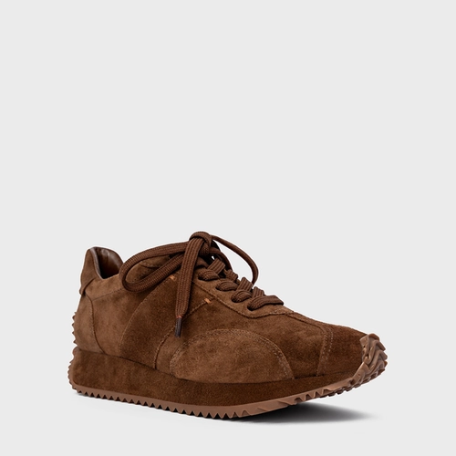 Tênis Bold Flatform Couro Suede Marrom Brownie