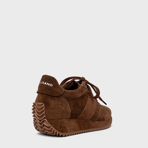 Tênis Bold Flatform Couro Suede Marrom Brownie