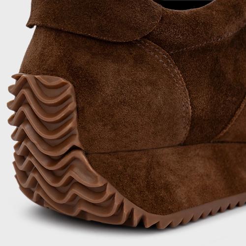 Tênis Bold Flatform Couro Suede Marrom Brownie
