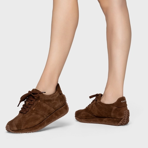 Tênis Bold Flatform Couro Suede Marrom Brownie