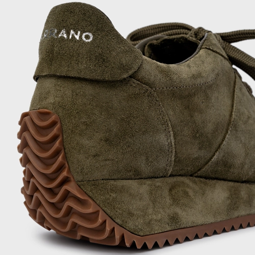 Tênis Bold Flatform Couro Suede Verde Army Green