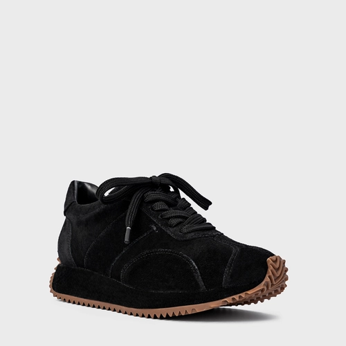 Tênis Bold Flatform Couro Suede Preto