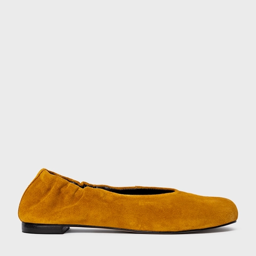 Sapatilha Ripple Couro Suede Amarelo Curcuma