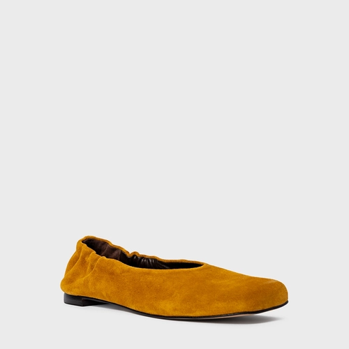 Sapatilha Ripple Couro Suede Amarelo Curcuma