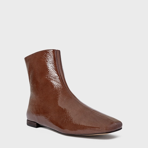 Bota Low Couro Verniz Marrom Brownie