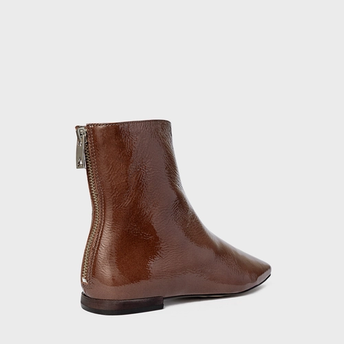 Bota Low Couro Verniz Marrom Brownie