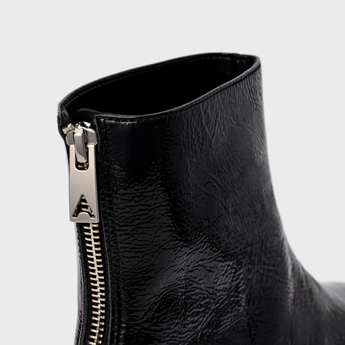 Bota Low Couro Verniz Preto